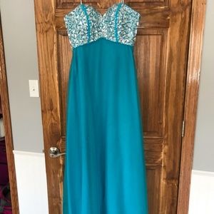 Jeweled Aqua Prom Dress